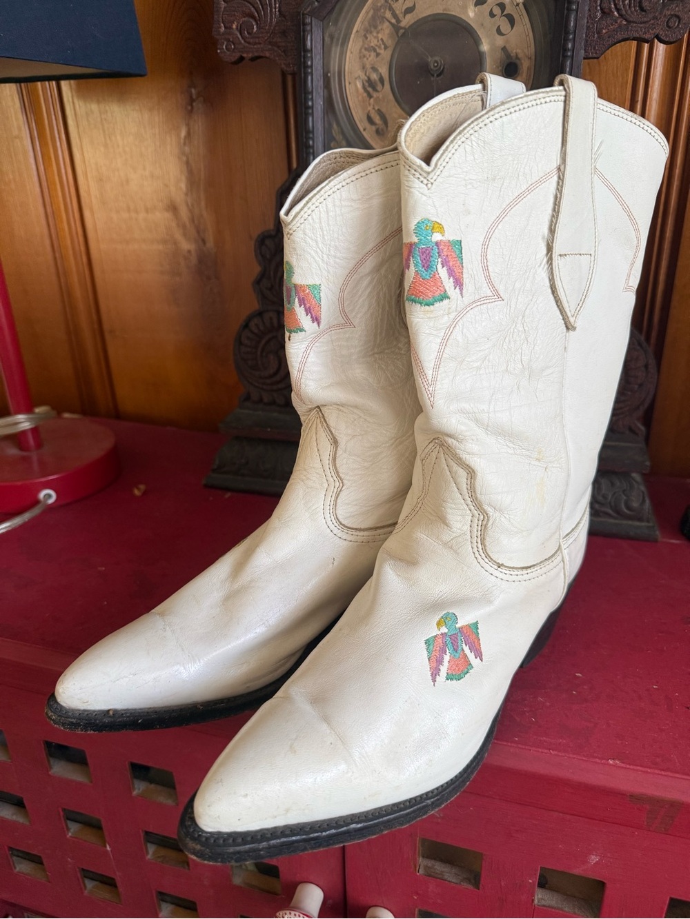 Red Wing Shoes Women's White Western Embroidered Heeled Boots